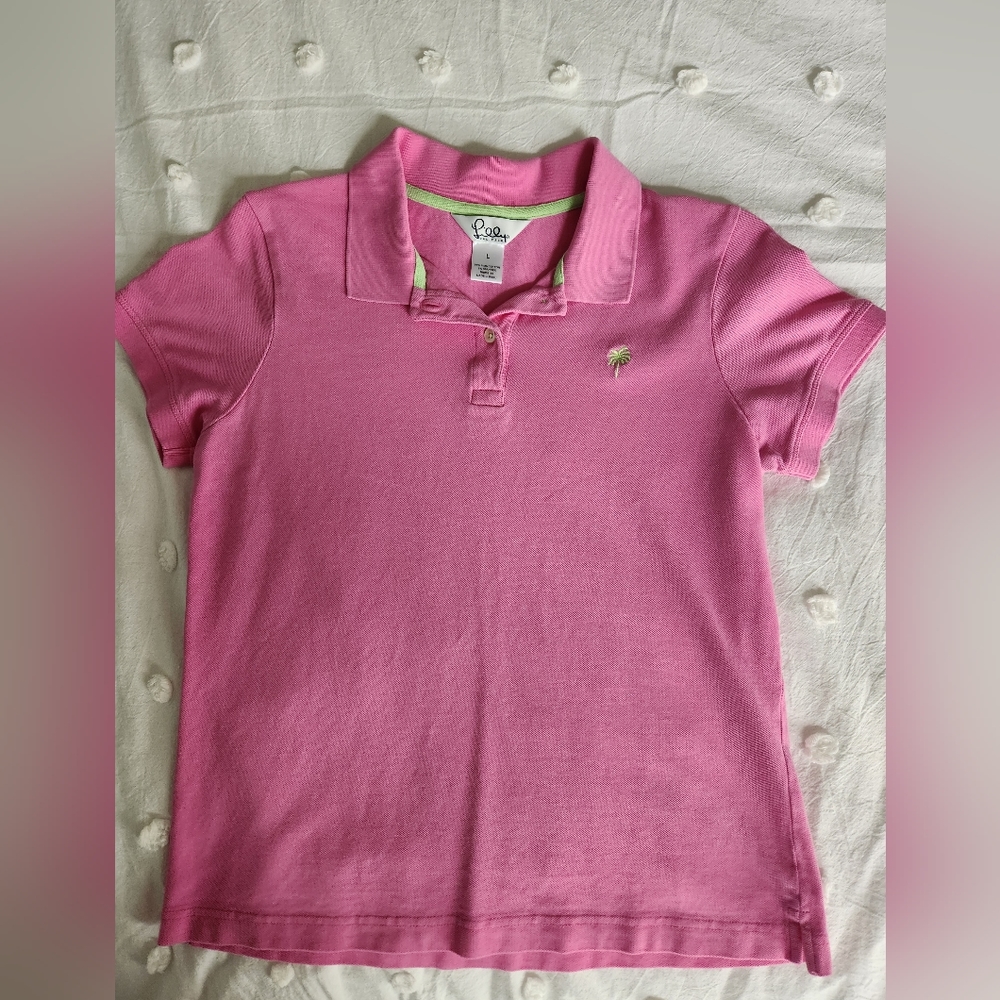 Lilly Pulitzer Large Pink Polo Short Sleeve Shirt